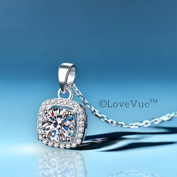 Certified 5ct. t.w. Diamond Square Frame Halo Necklace - Picture 1 of 16